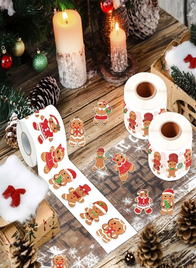 AWEELON 1000Pcs Christmas Stickers Roll Gingerbread Man Decals 10 Designs Funny Cartoon Xmas Adhesive Decorative Seal Stickers for Gift Greeting Card Party Supplies - Image 3